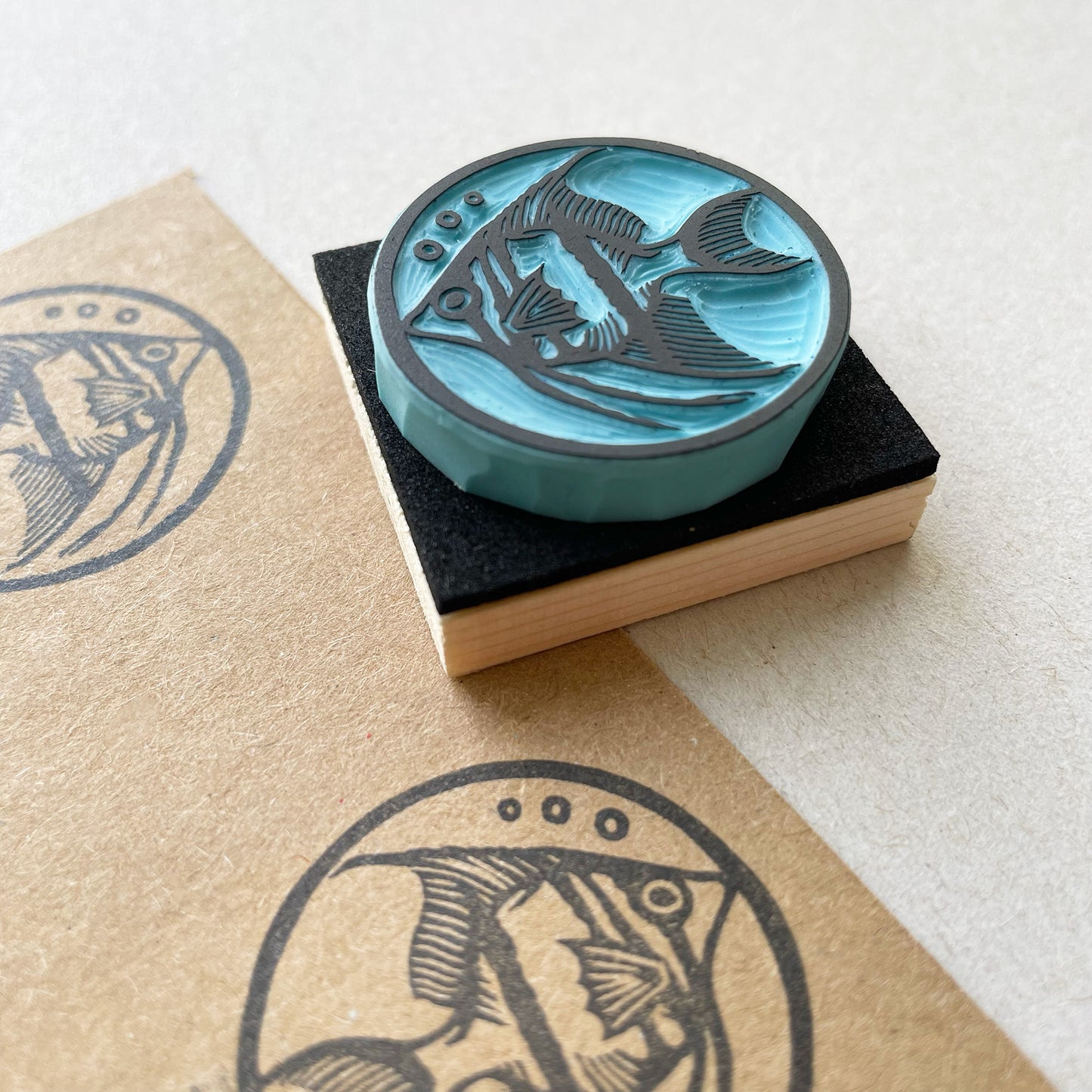 Angel fish rubber stamp medallion
