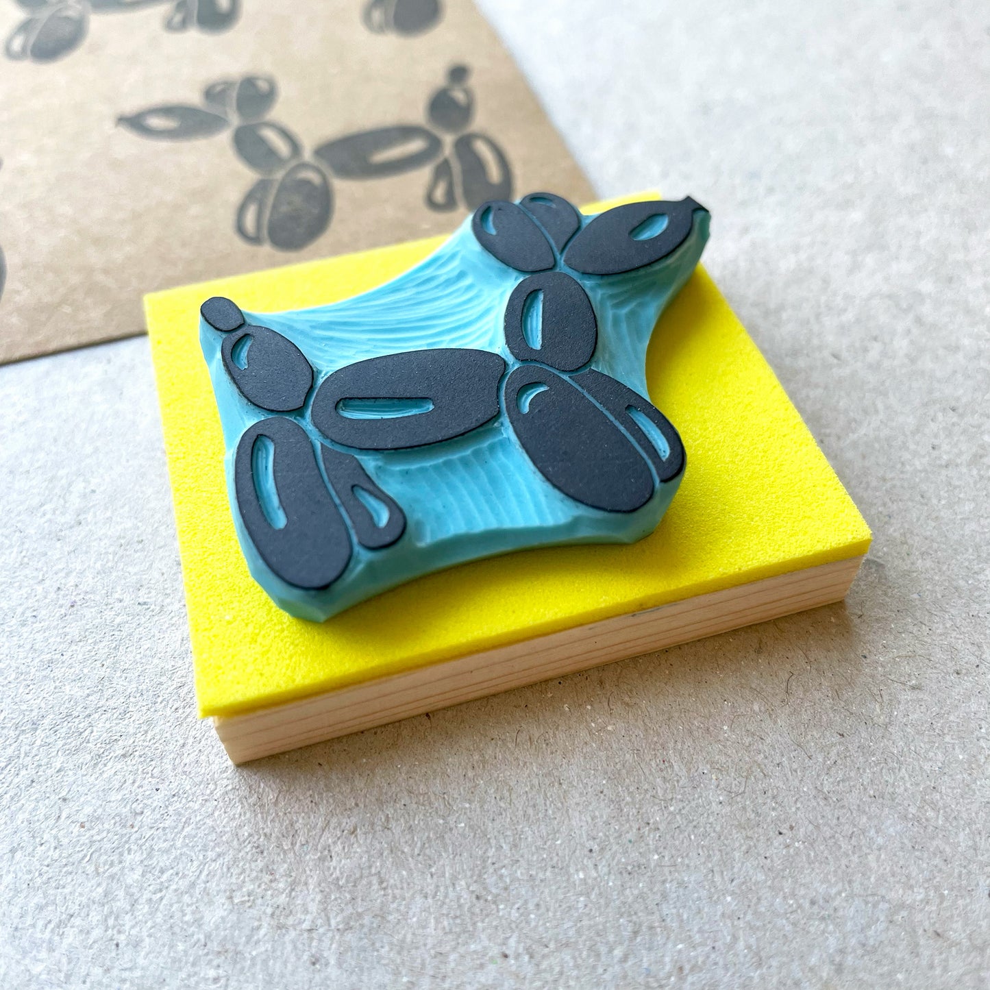 Dog balloon hand carved rubber stamp