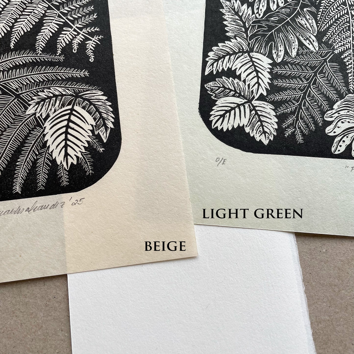 Ferns and strawberries botanical print