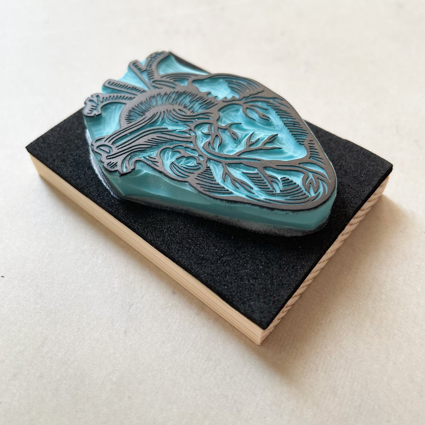 Human heart anatomical rubber stamp