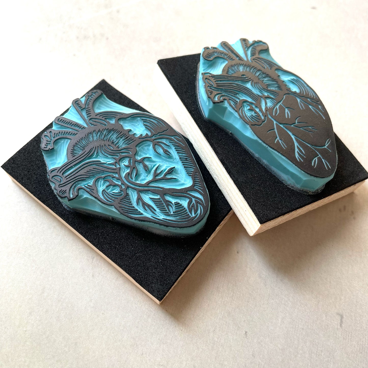Human heart anatomical rubber stamp