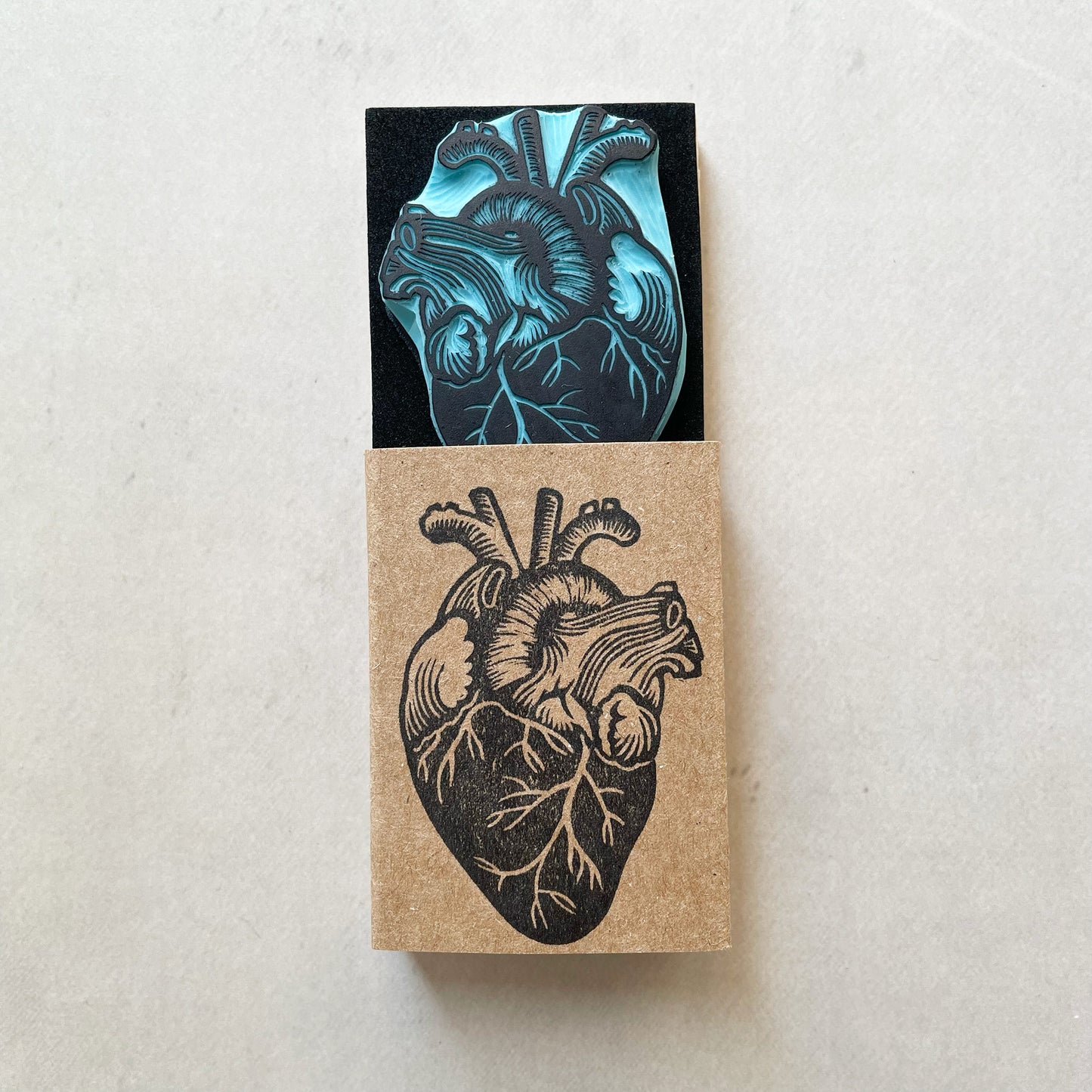 Human heart anatomical rubber stamp