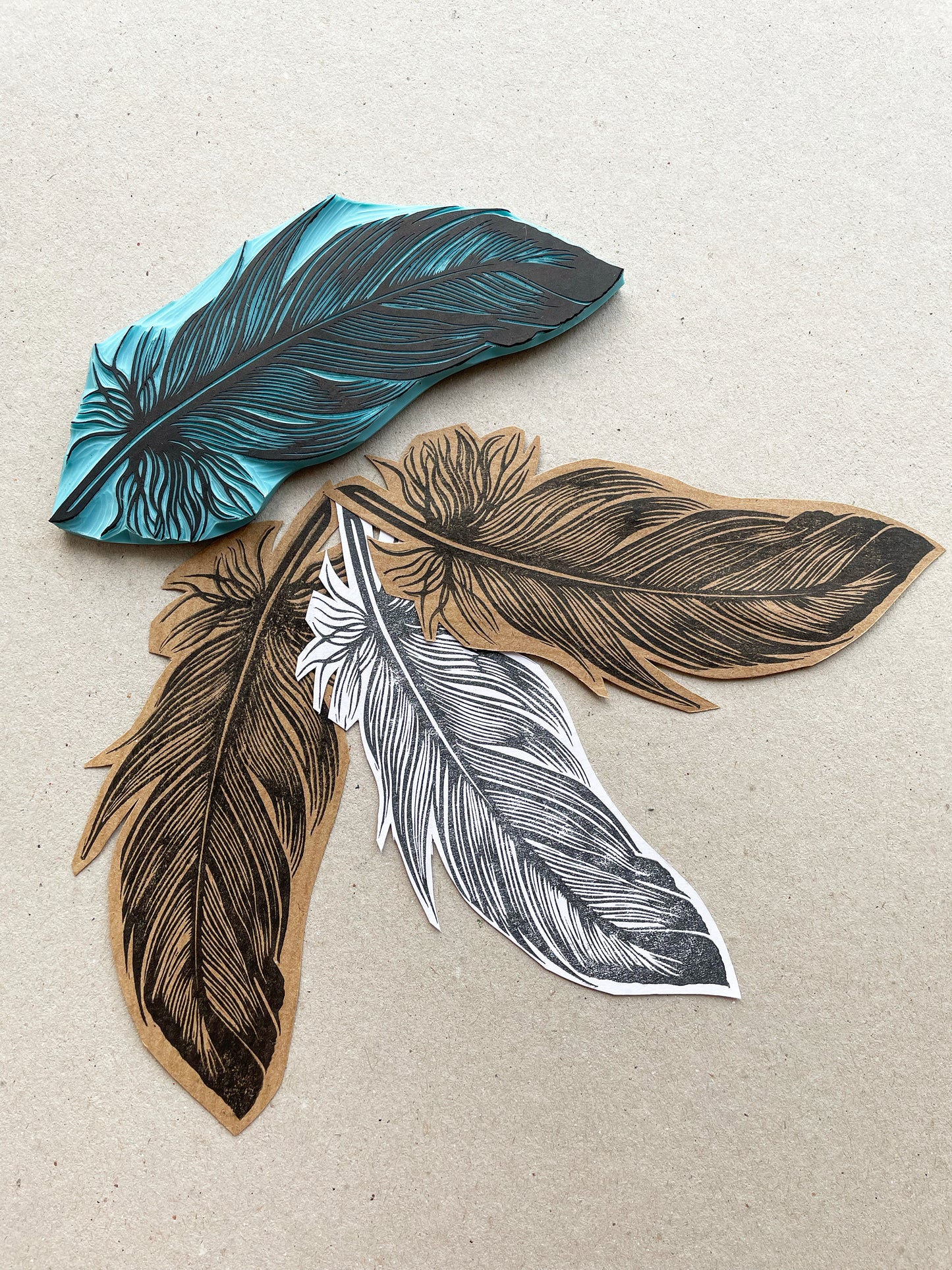 Large feather rubber stamp