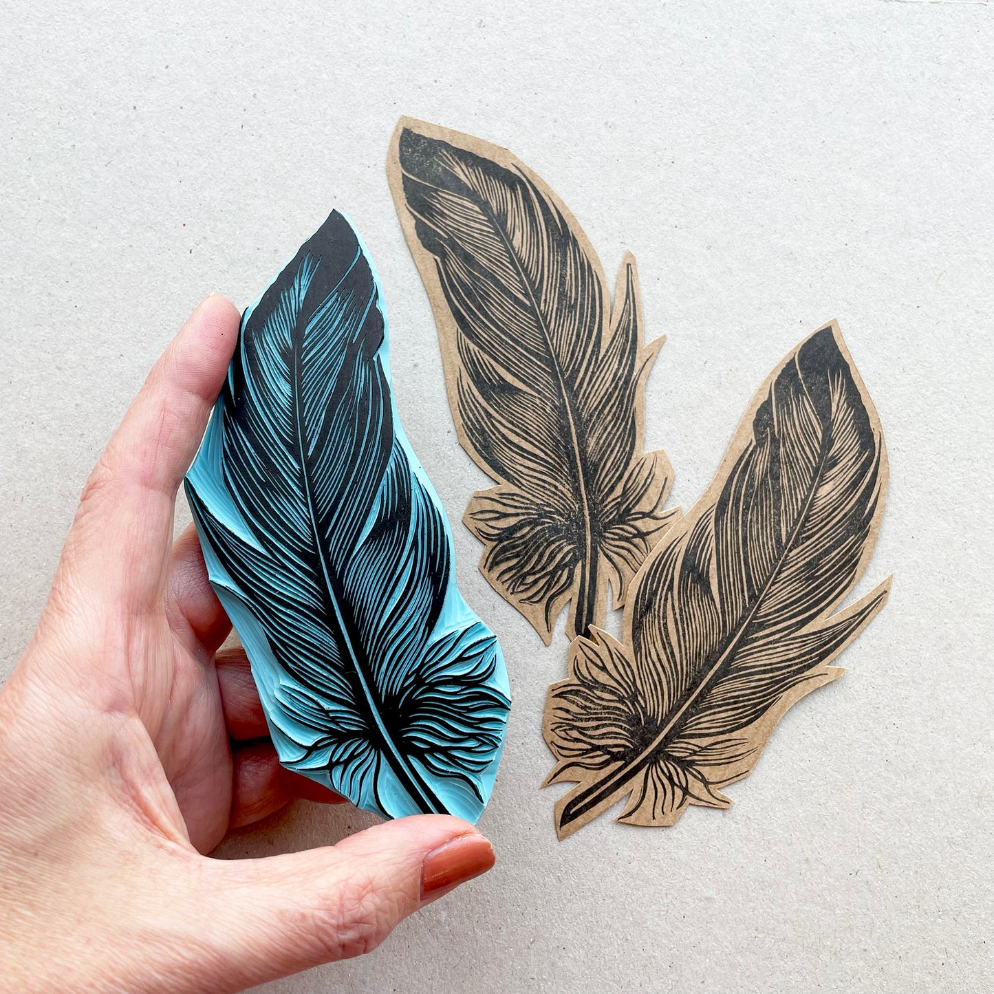 Large feather rubber stamp