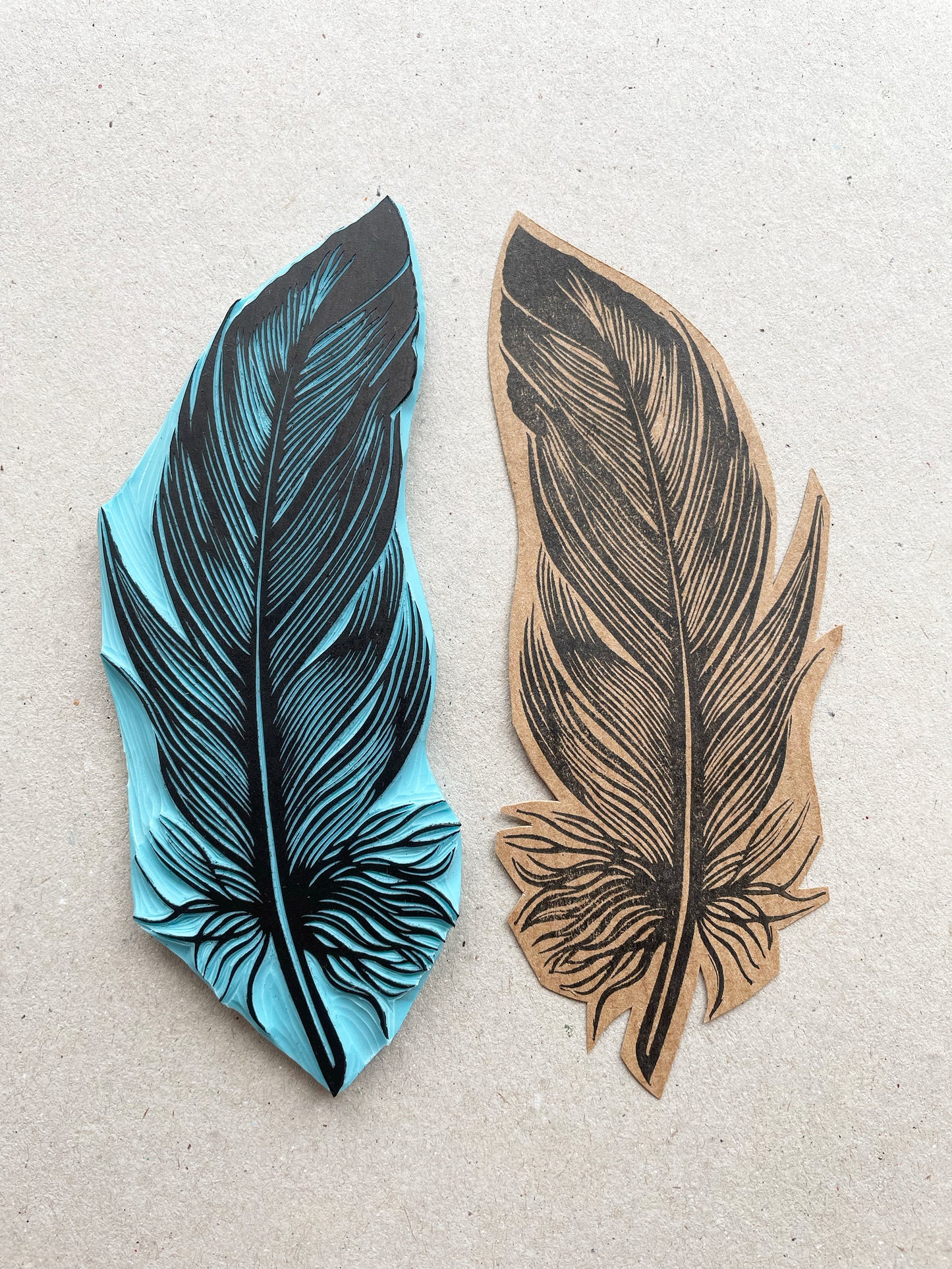 Large feather rubber stamp