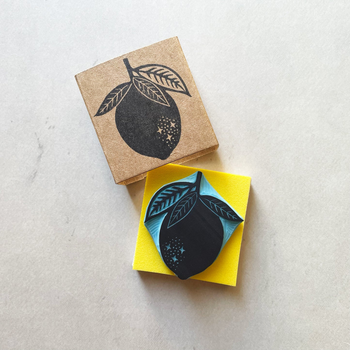 Lemon rubber stamp in two designs