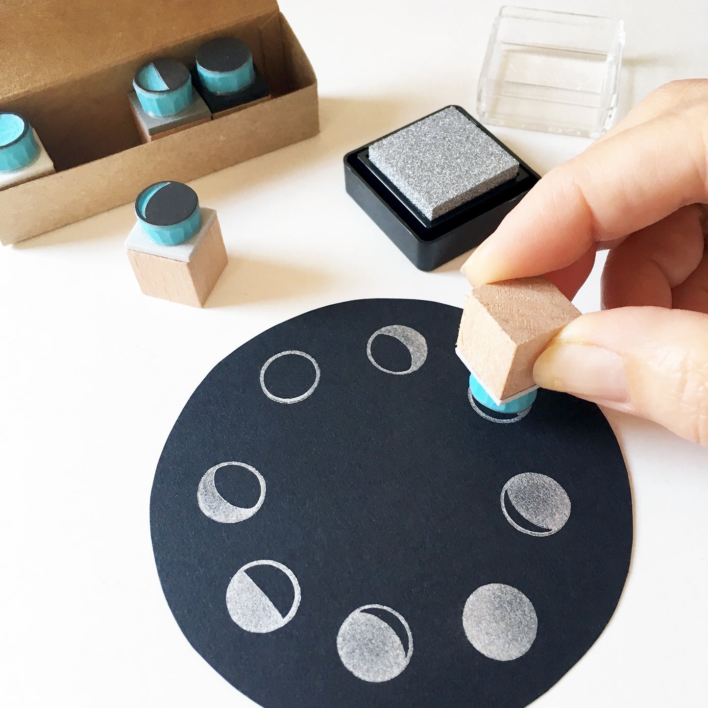 Moon phases rubber stamps