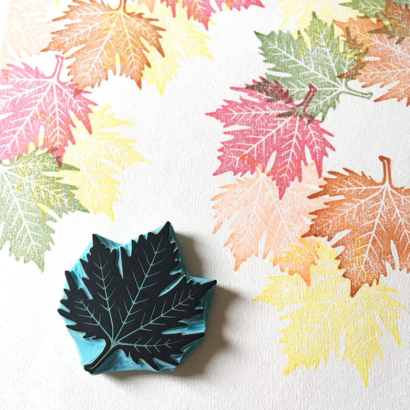 Autumn leaf rubber stamp, Maple leaf rubber stamp