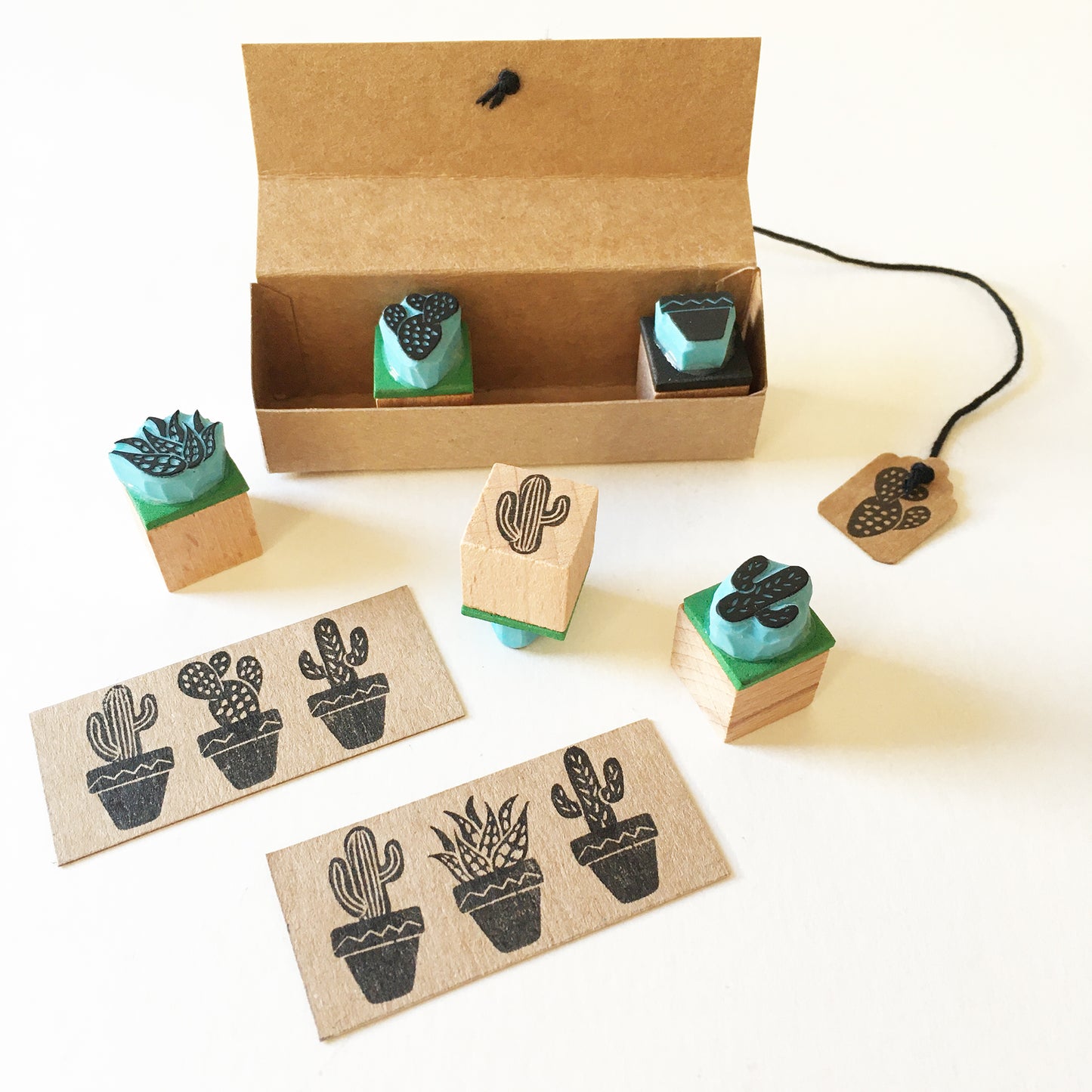 Mini sellos de goma de cactus, juego de 5 sellos