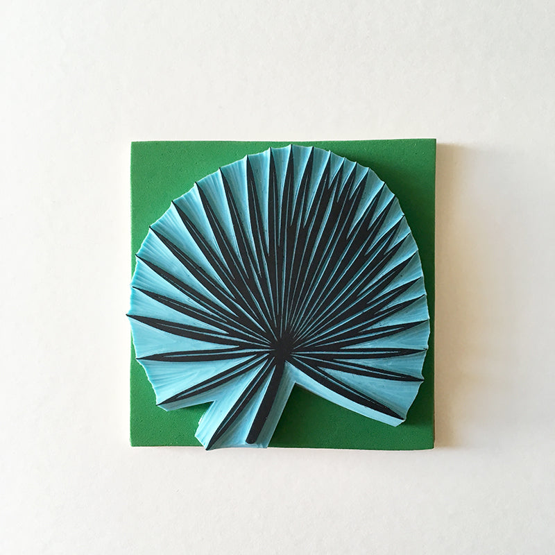 Saw Palmetto leaf rubber stamp for tropical stamping
