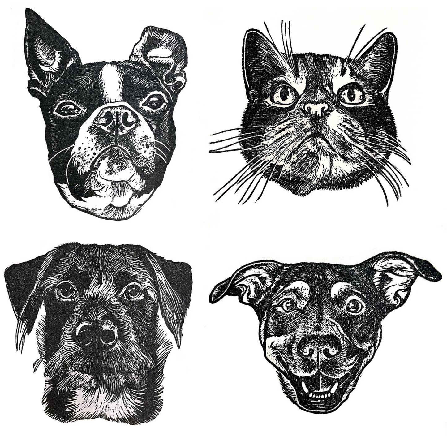 Custom pet portrait hand carved rubber stamp, any pet portrait