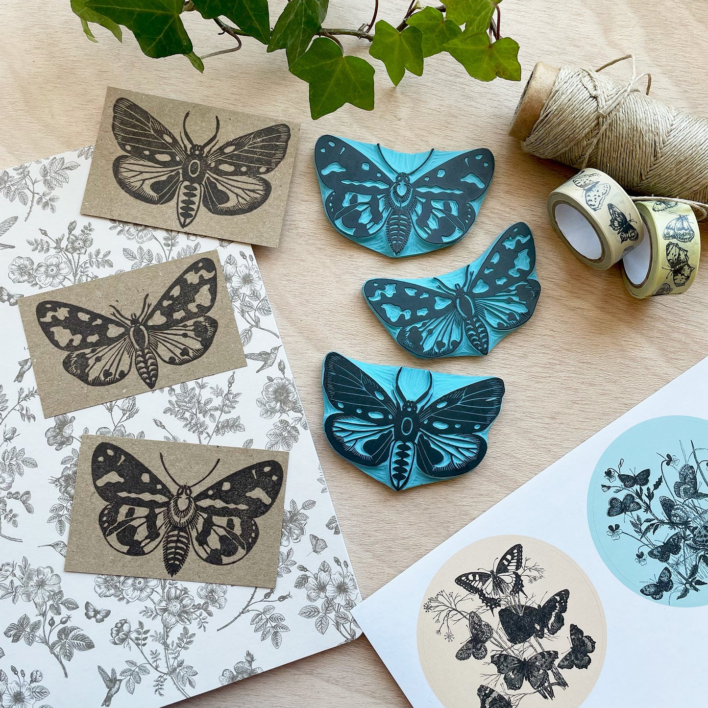Vintage butterfly rubber stamps