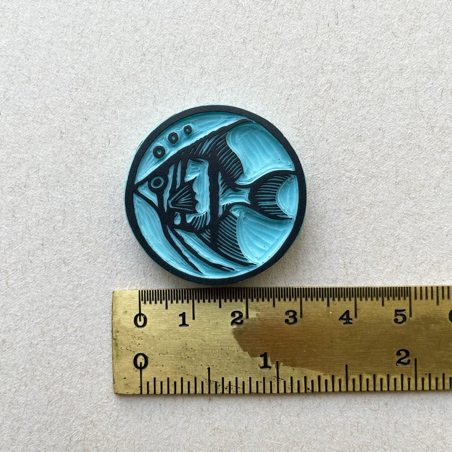Angel fish rubber stamp medallion