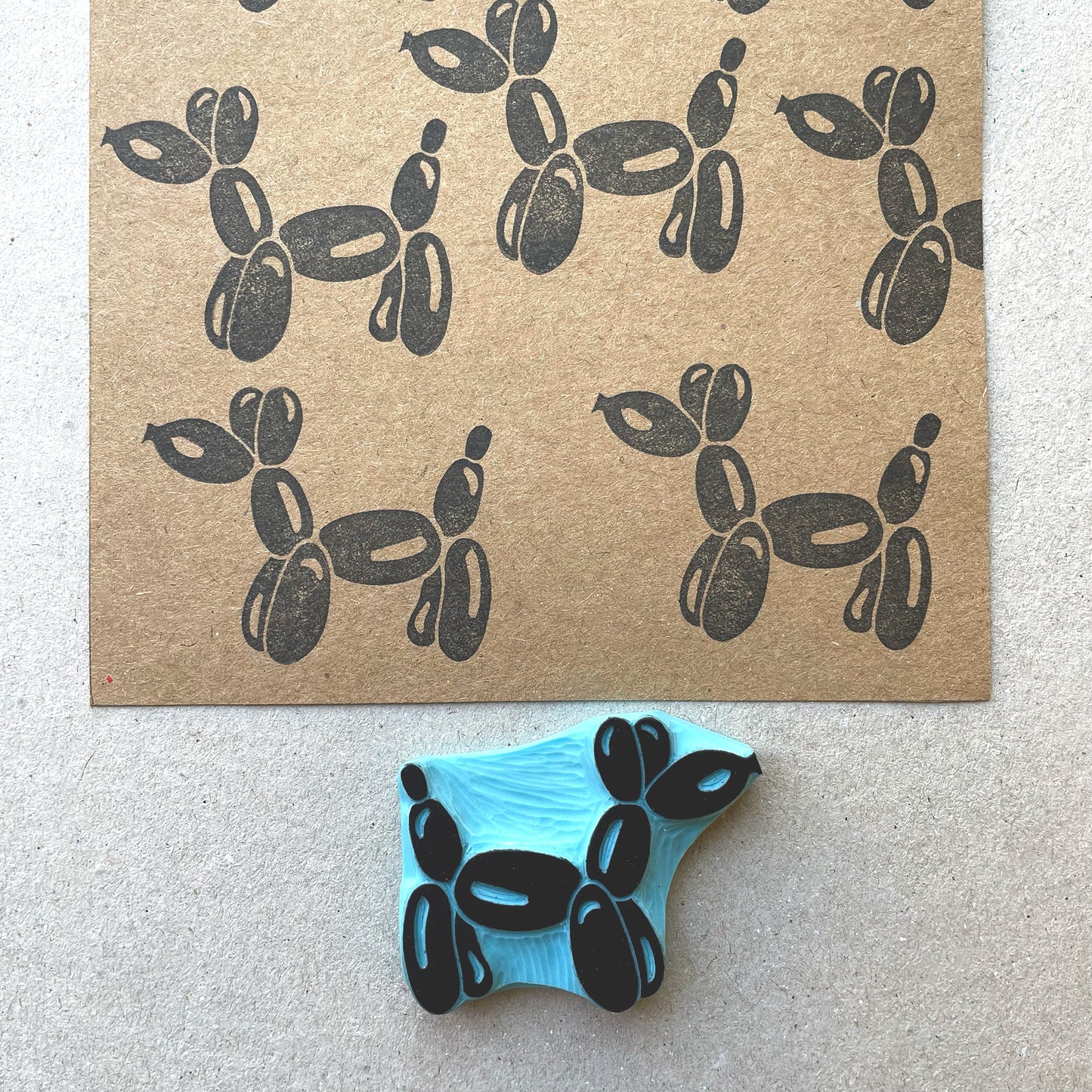 Dog balloon hand carved rubber stamp