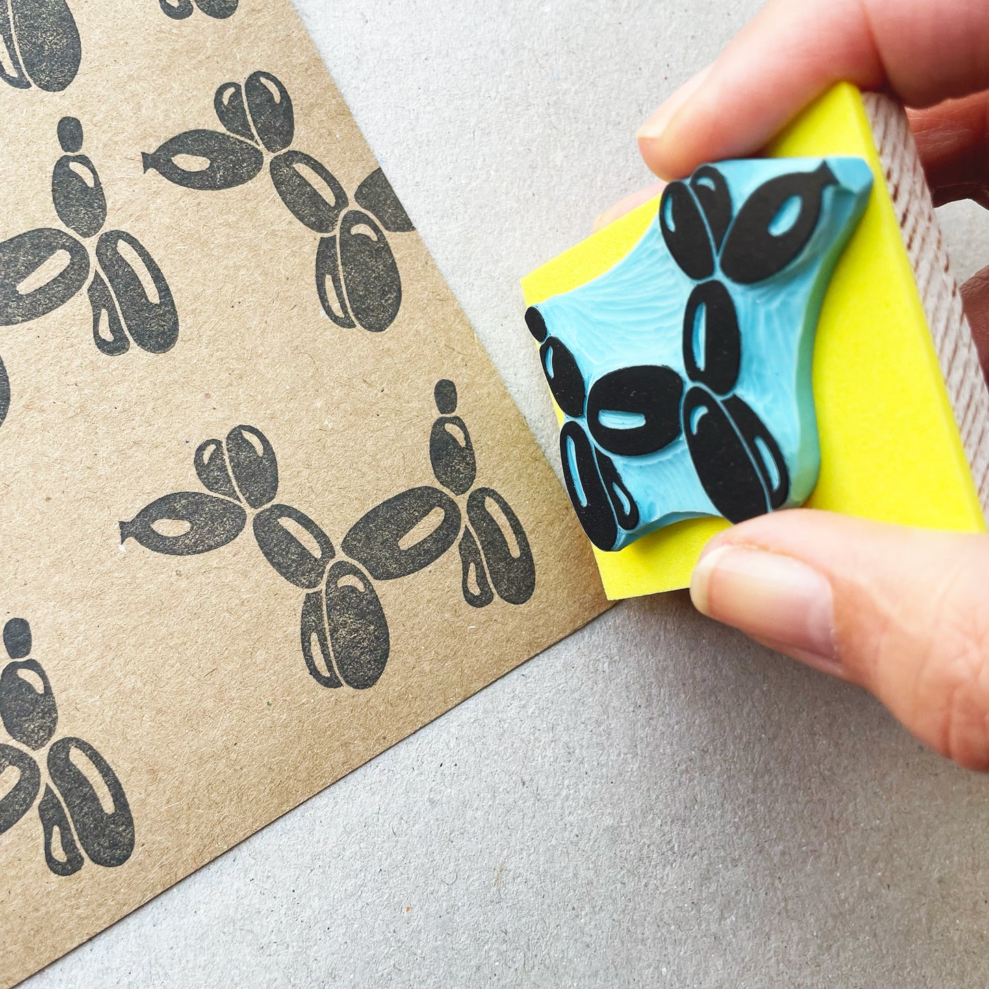 Dog balloon hand carved rubber stamp