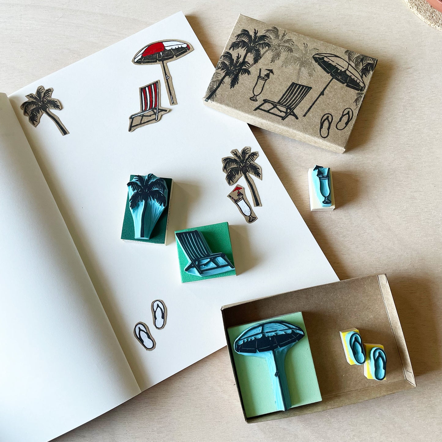 Beach Rubber Stamp Set of five summer inspired images