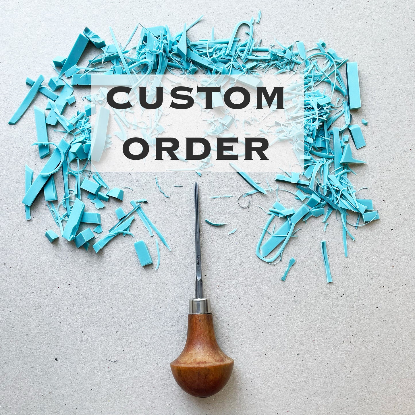 Custom hand carved rubber stamp