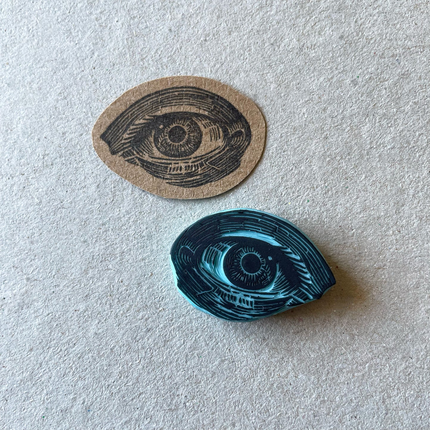 Hand Carved Human Eye Rubber Stamp – Vintage Eye Illustration
