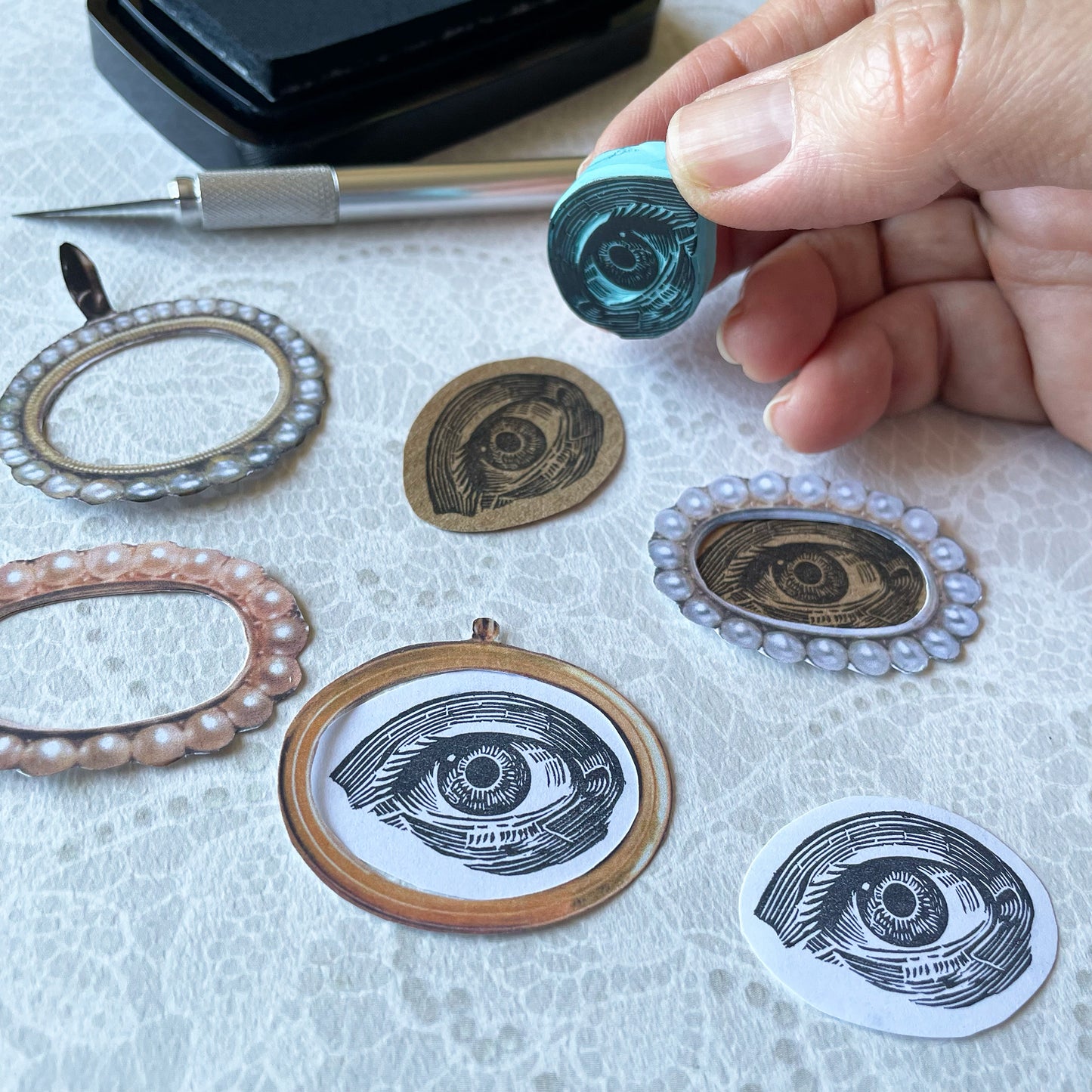 Hand Carved Human Eye Rubber Stamp – Vintage Eye Illustration