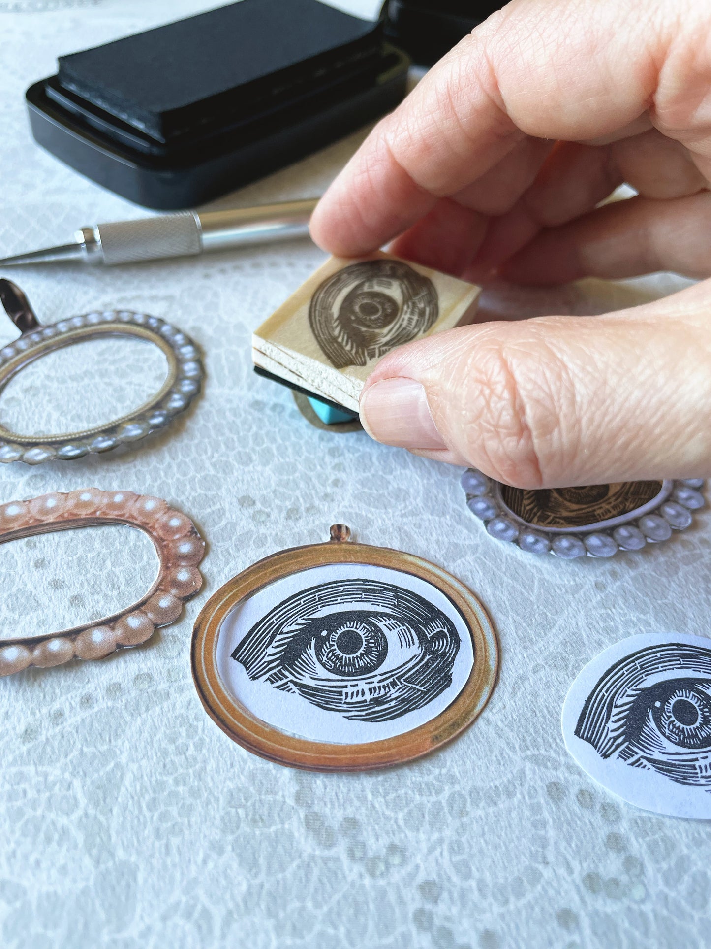 Hand Carved Human Eye Rubber Stamp – Vintage Eye Illustration
