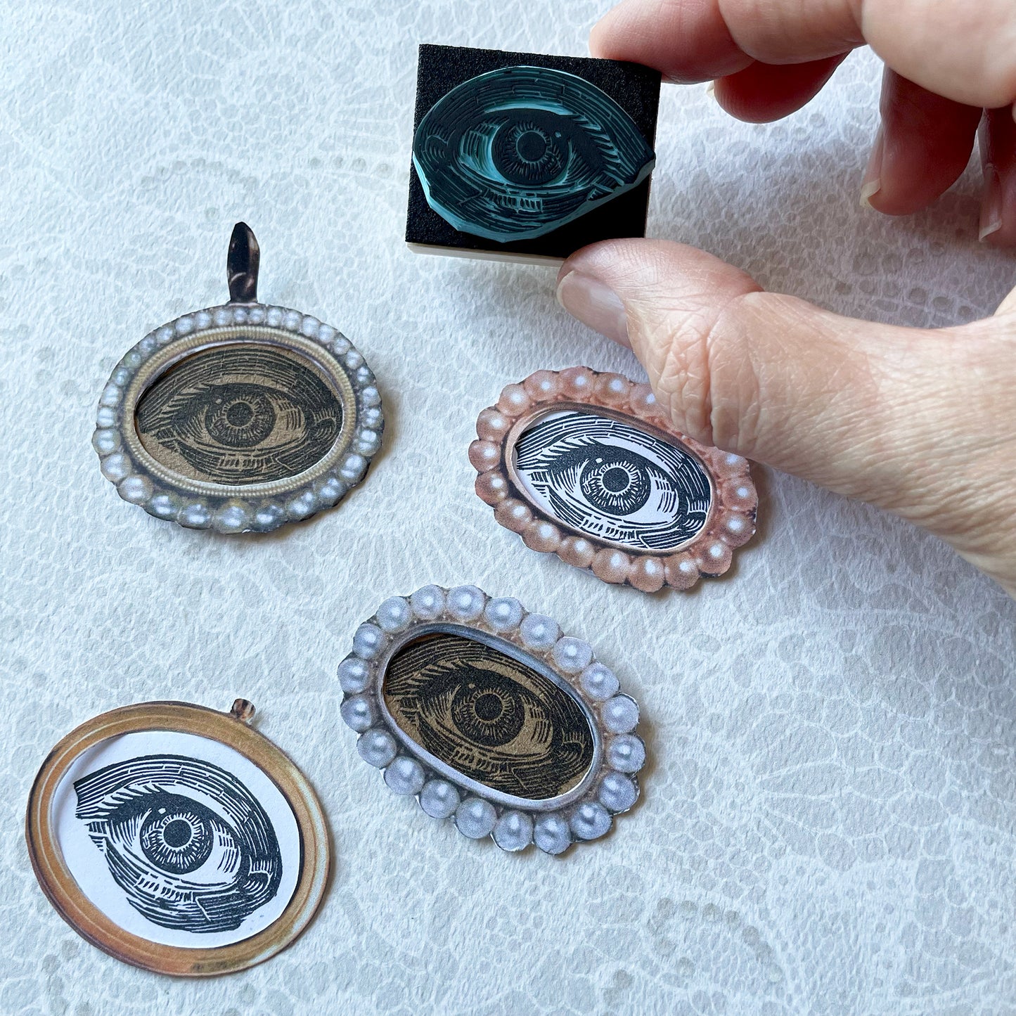 Hand Carved Human Eye Rubber Stamp – Vintage Eye Illustration
