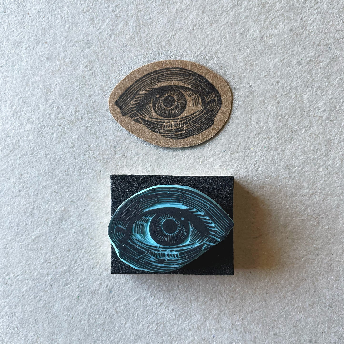 Hand Carved Human Eye Rubber Stamp – Vintage Eye Illustration