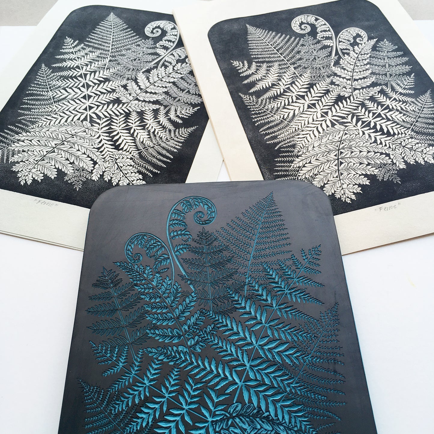 Botanical fern print, hand pulled original block print