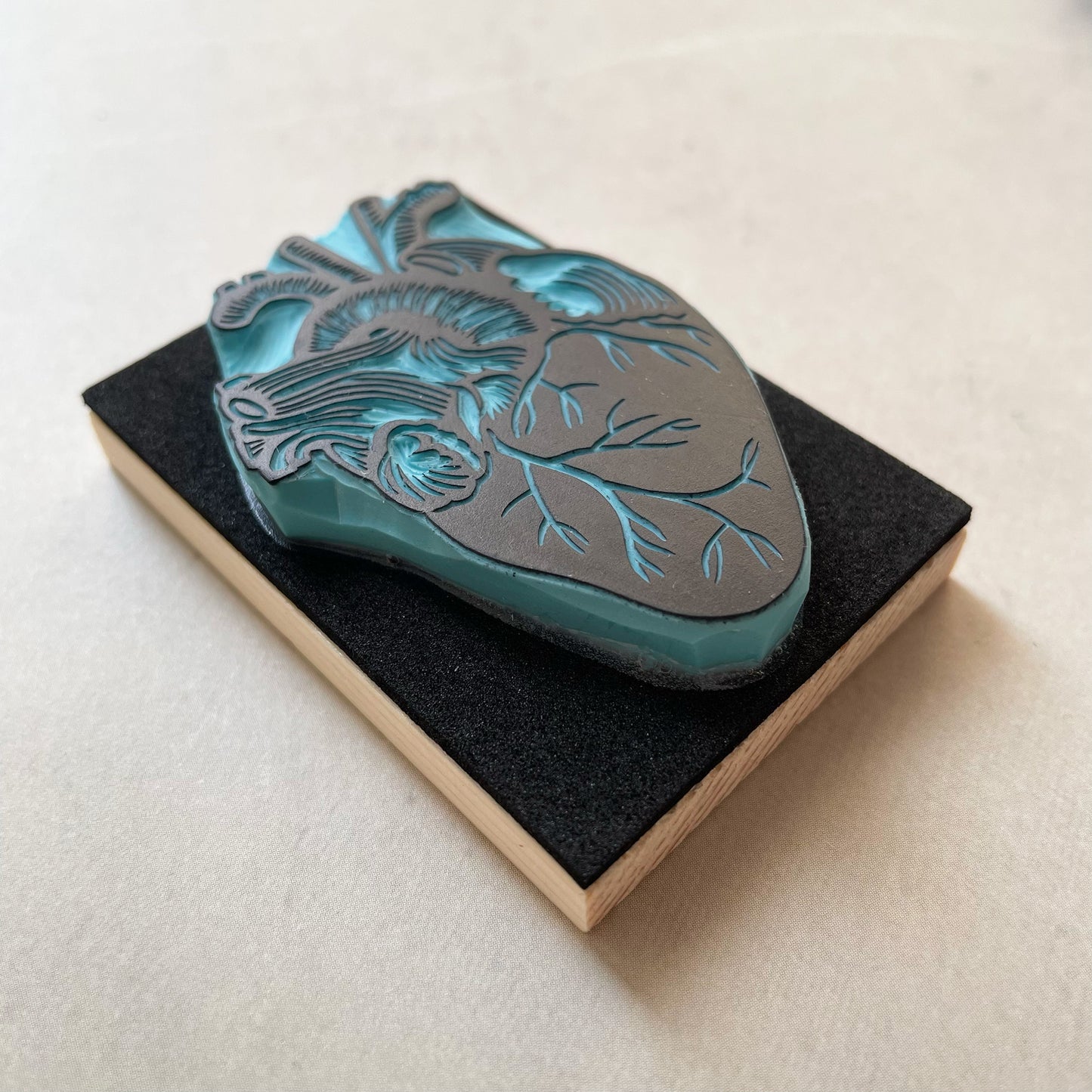 Human heart anatomical rubber stamp