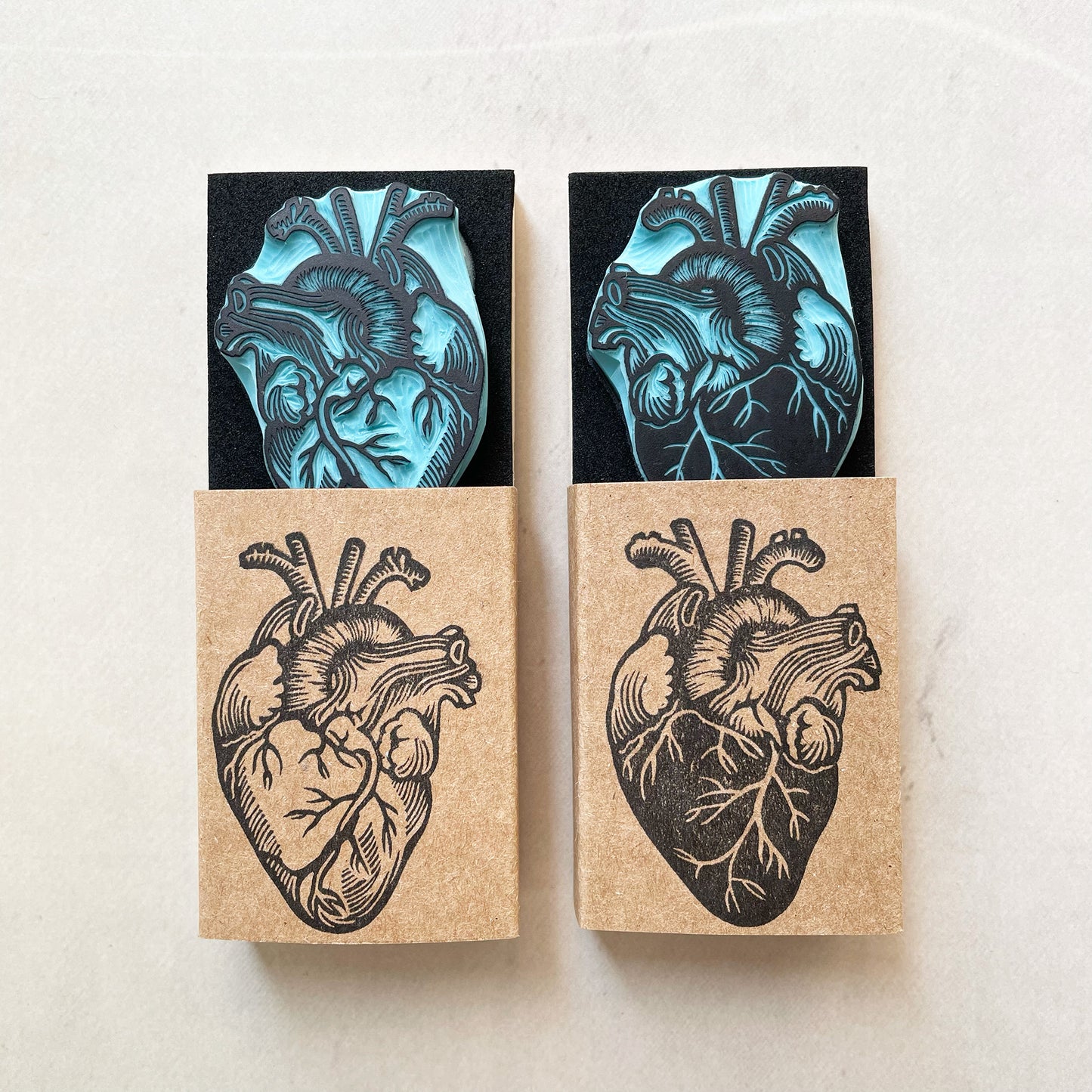 Human heart anatomical rubber stamp