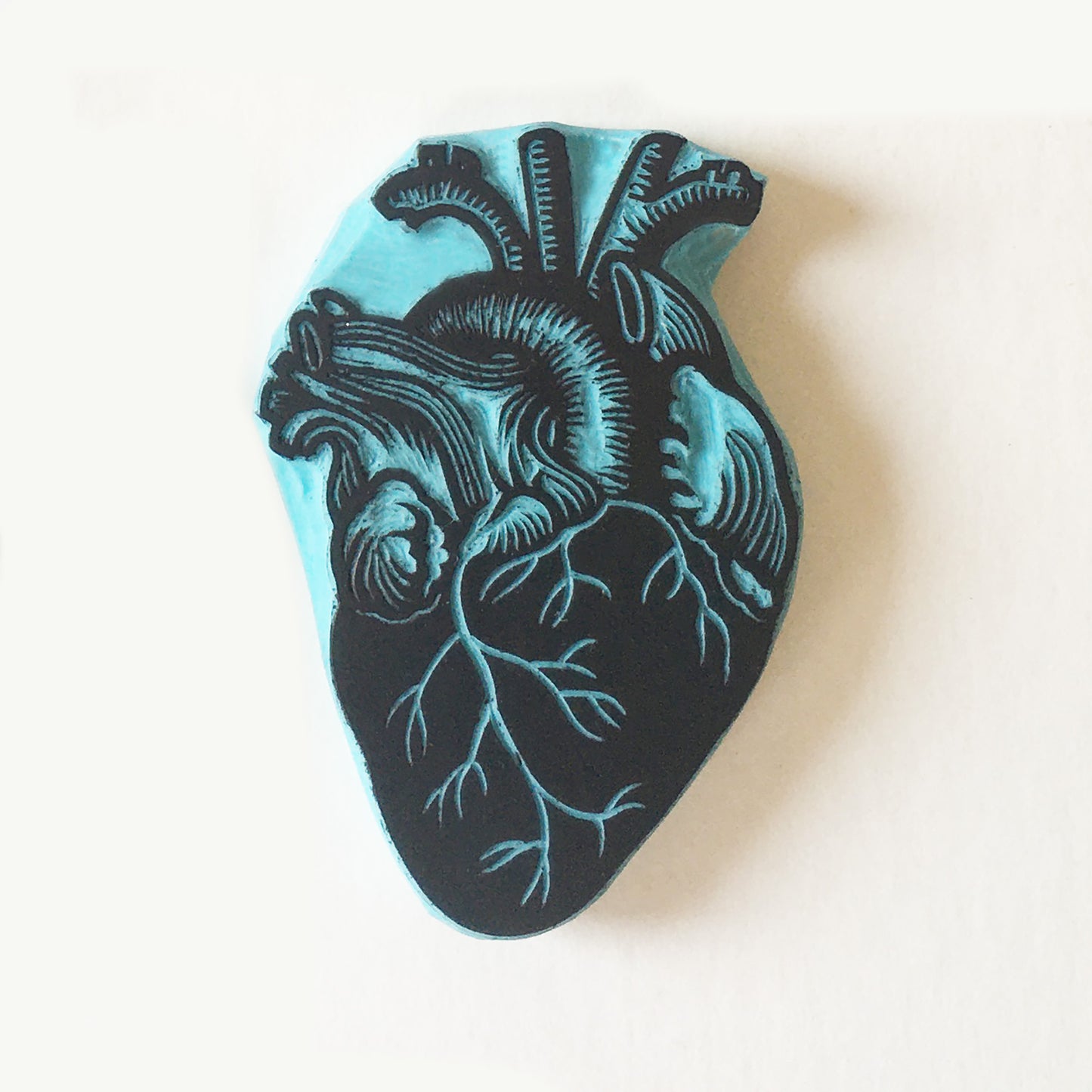 Human heart anatomical rubber stamp