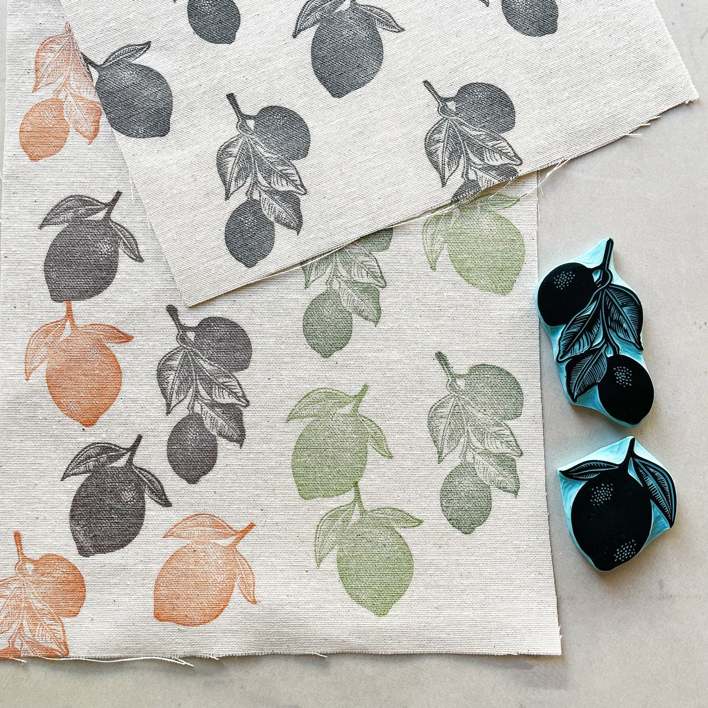 Lemon hand carved rubber stamps, two designs to choose from