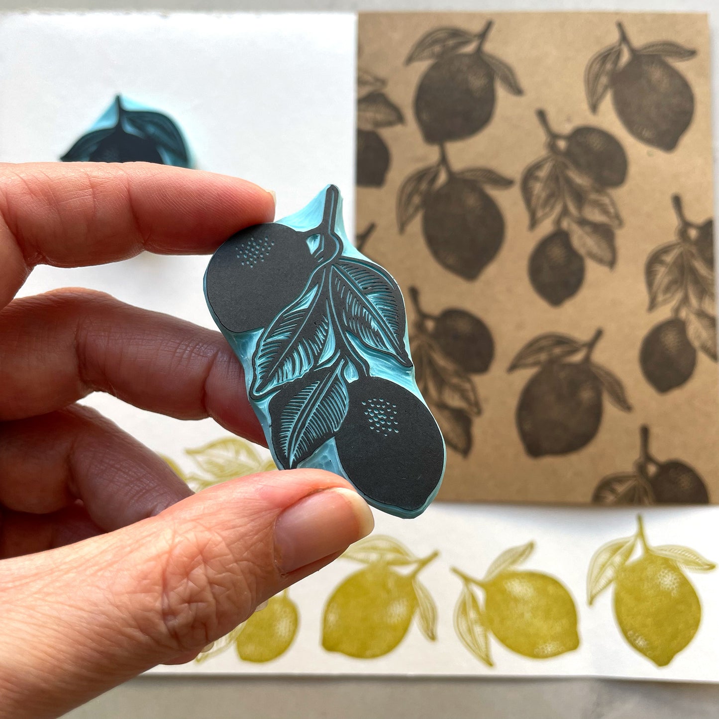 Lemon hand carved rubber stamps, two designs to choose from
