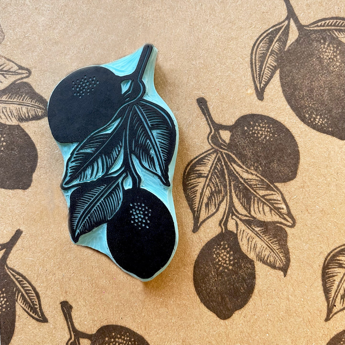 Lemon hand carved rubber stamps, two designs to choose from
