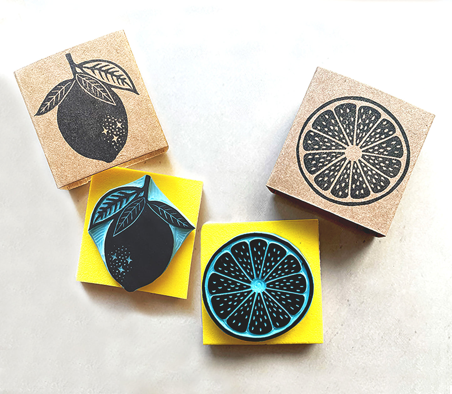 Lemon rubber stamp in two designs