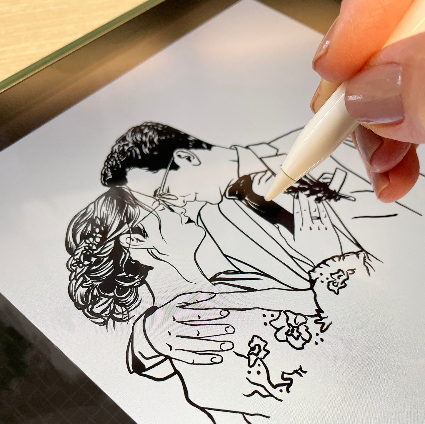 Couple portrait rubber stamps