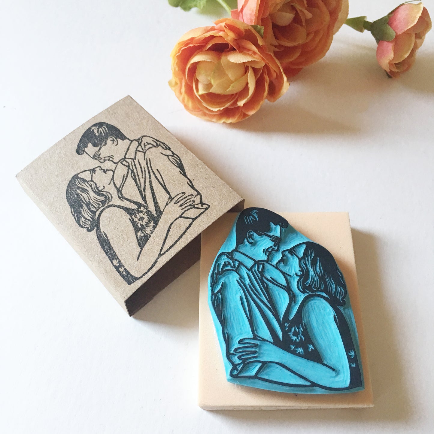 Couple portrait rubber stamps