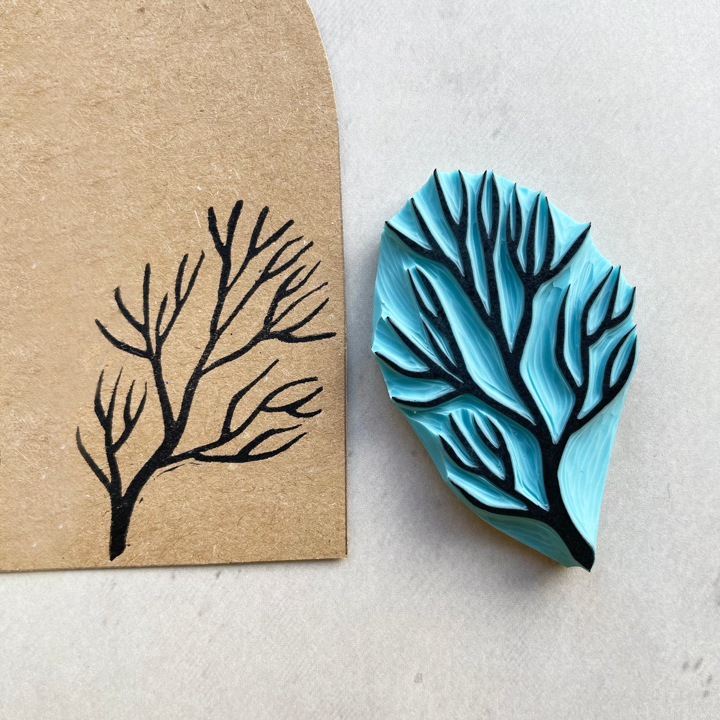 Rubber stamp set of Ravens with branch and moon phases