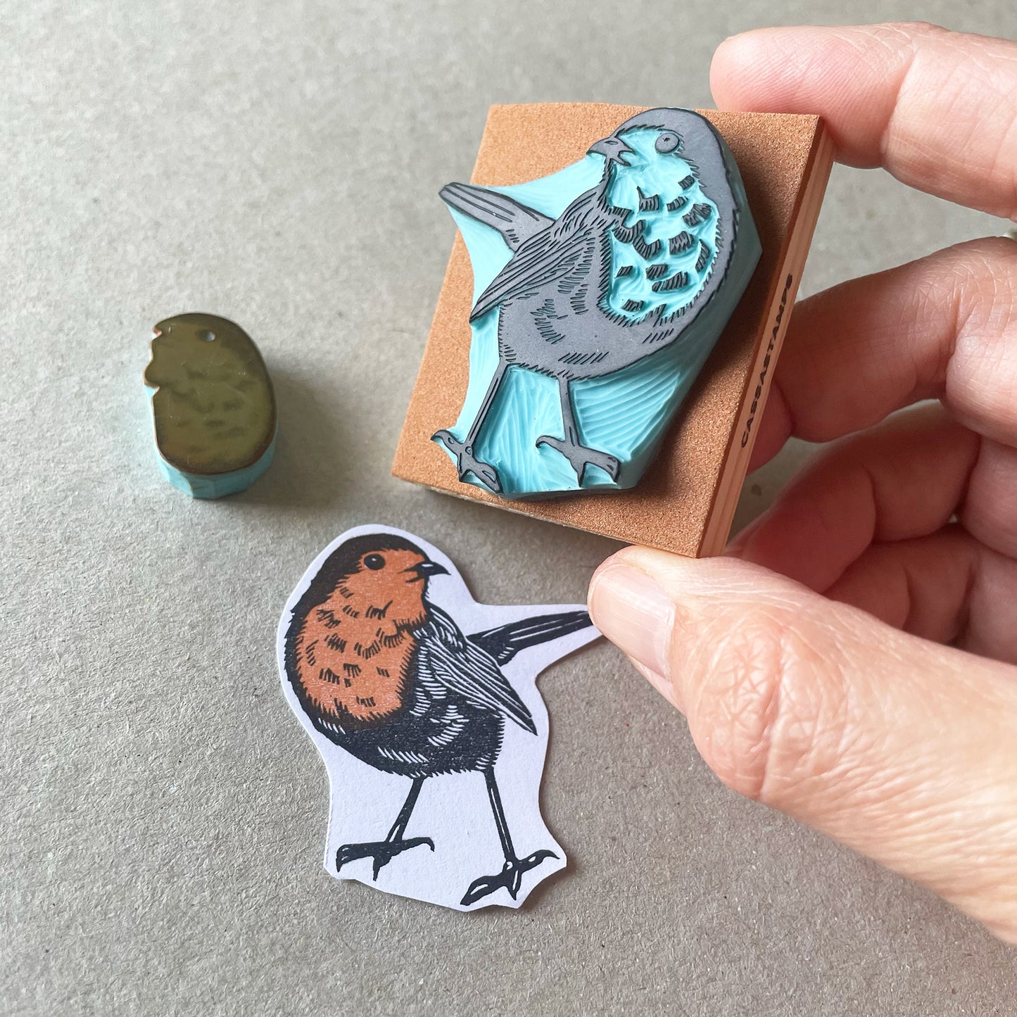 Robin Bird Rubber Stamp Hand Carved Nature Stamp