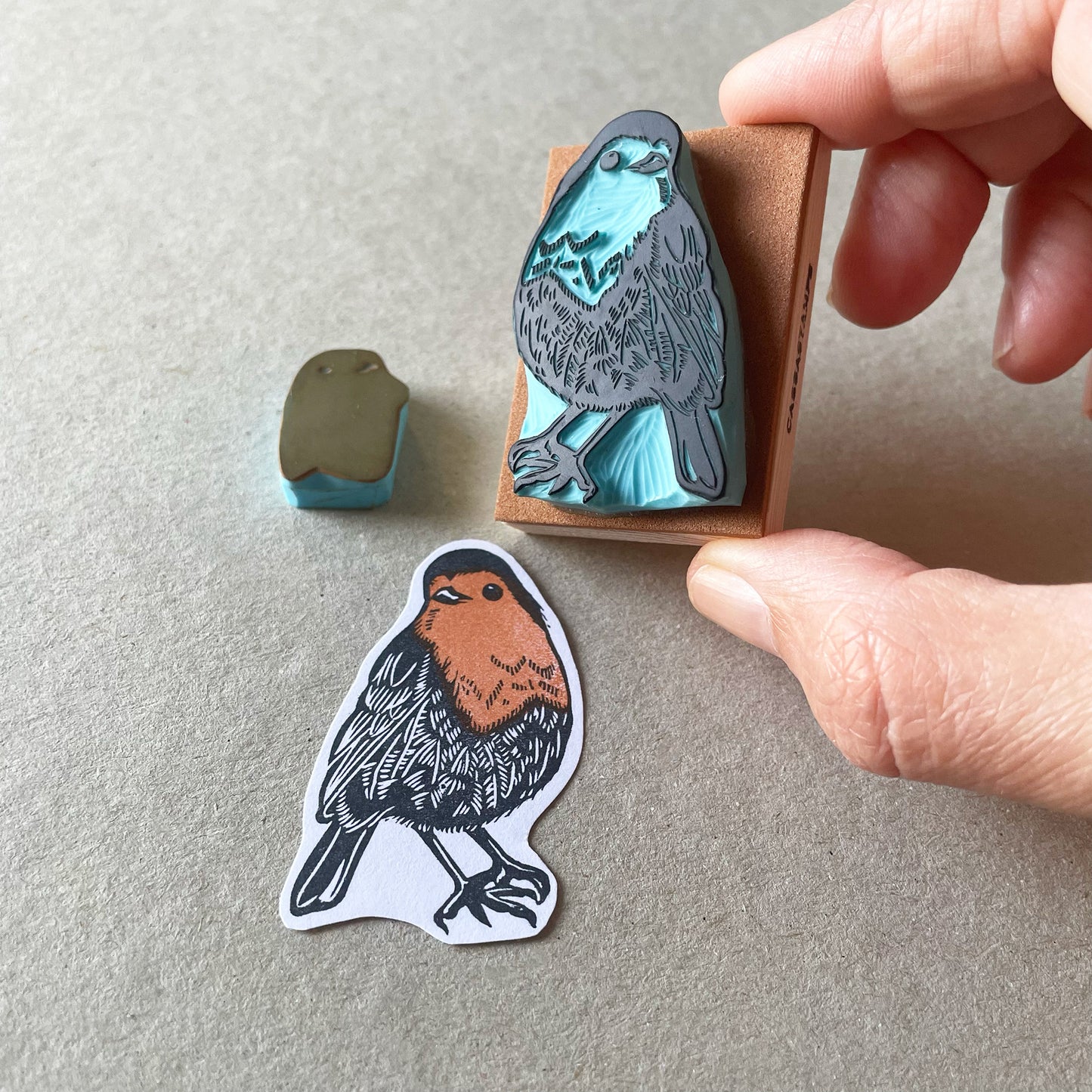 Robin Bird Rubber Stamp Hand Carved Nature Stamp