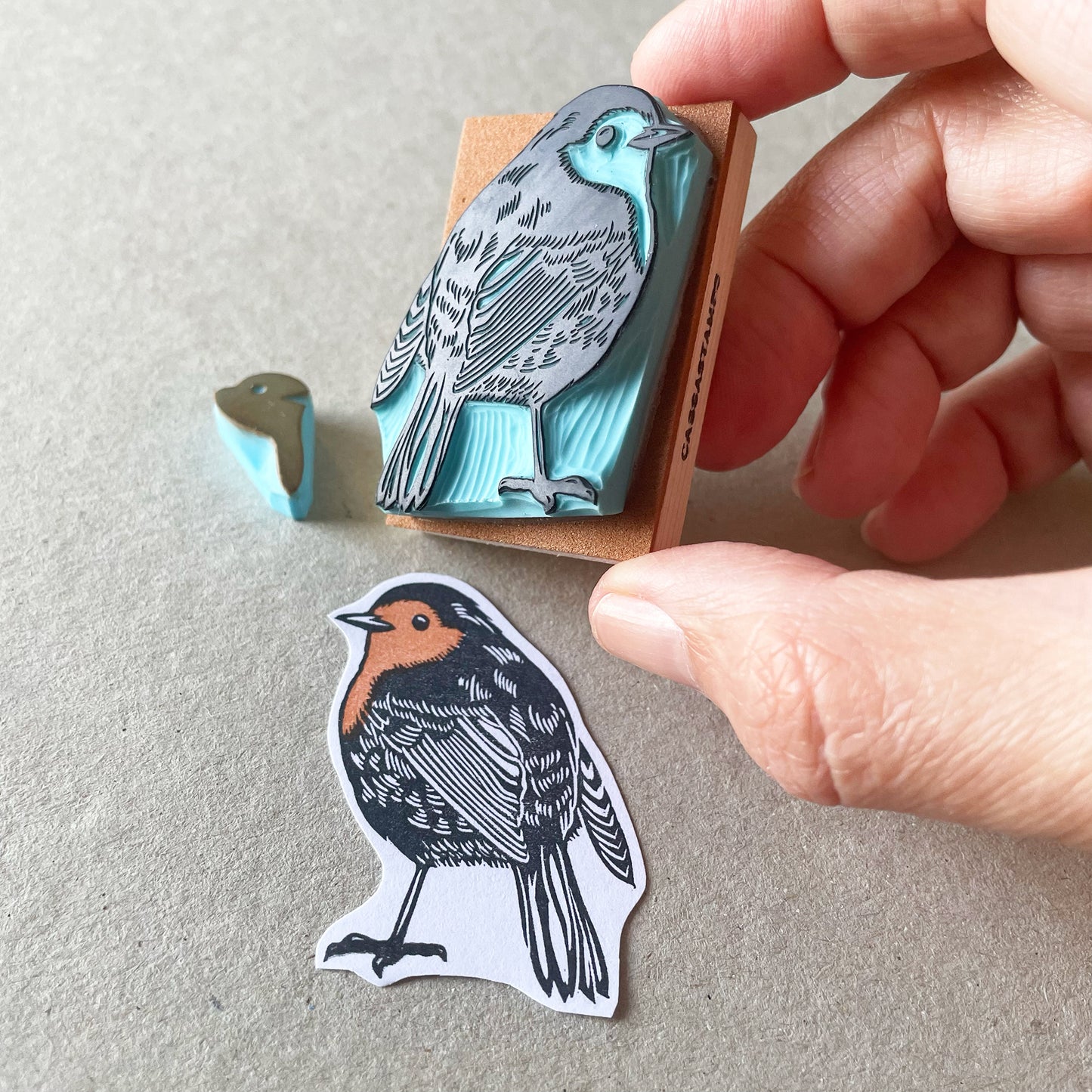 Robin Bird Rubber Stamp Hand Carved Nature Stamp