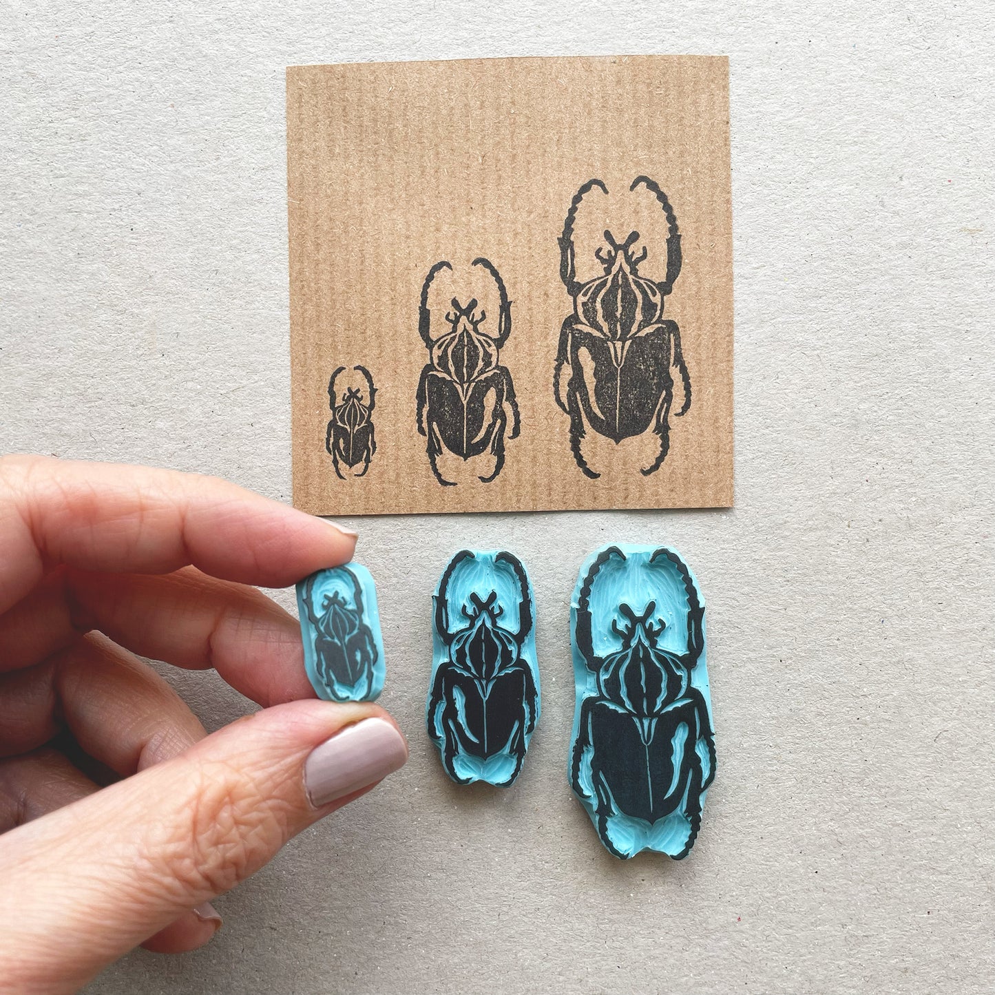 Scarab insect rubber stamp