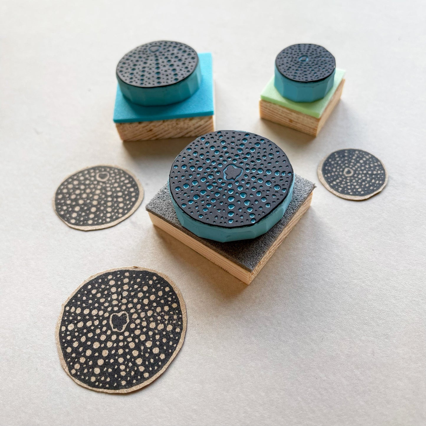 Sea urchins rubber stamps