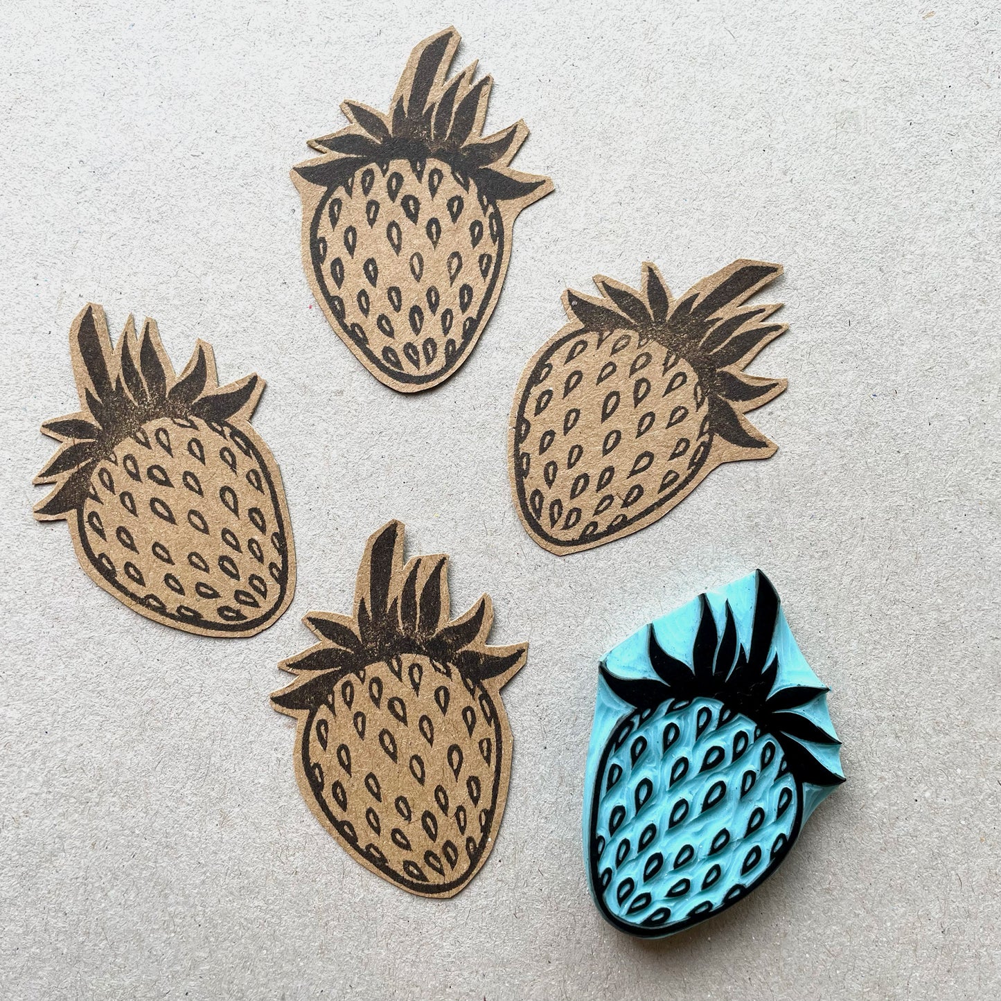 Strawberry hand carved rubber stamp