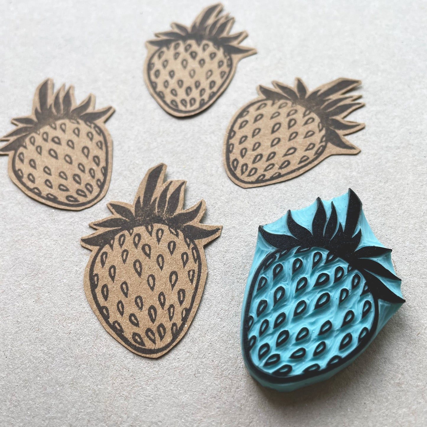 Strawberry hand carved rubber stamp