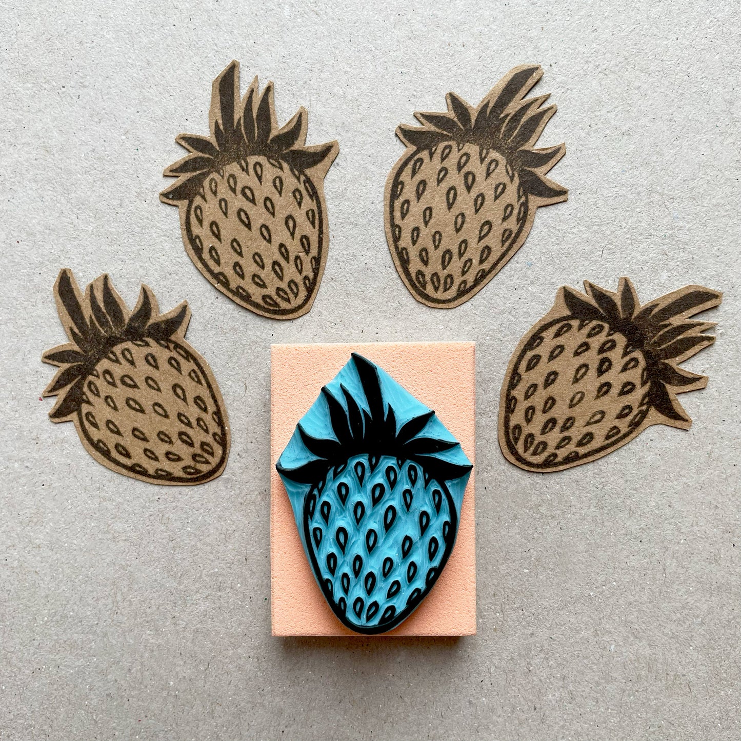 Strawberry hand carved rubber stamp