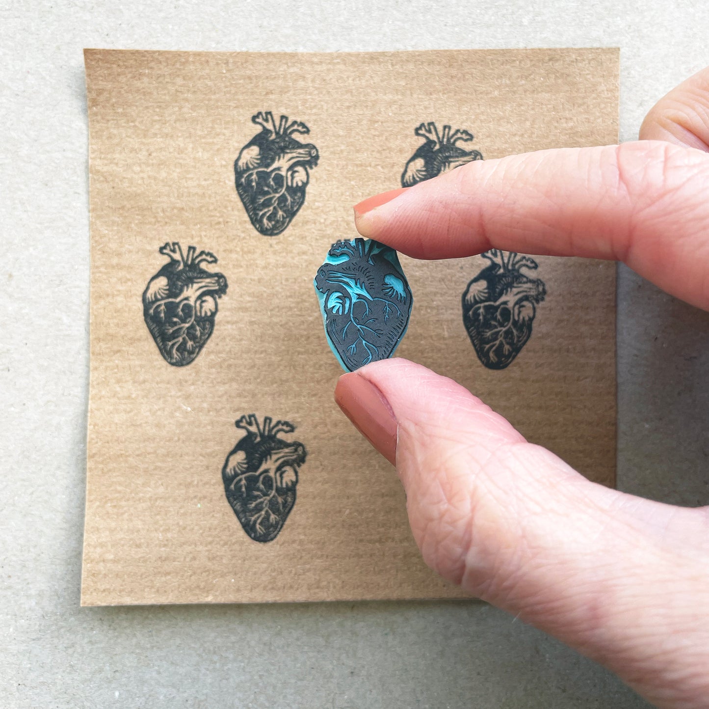 Tiny human heart rubber stamp