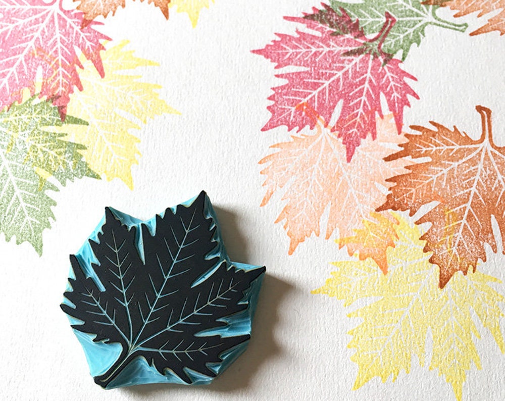 Sello de goma de hoja de otoño, sello de goma de hoja de arce